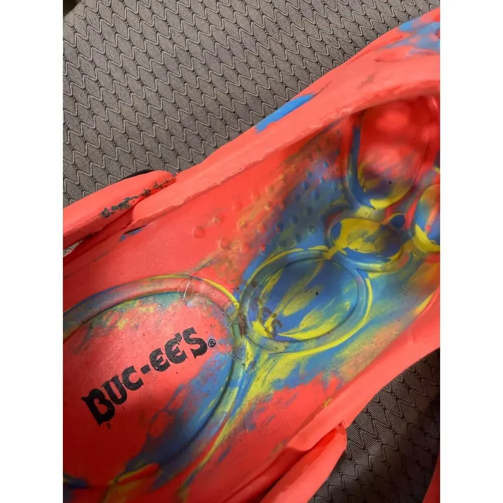 Buc-ee's Shoes Mens Size 2/3 Multicolor Tie Dye Clog Sandals Slip On Comfort